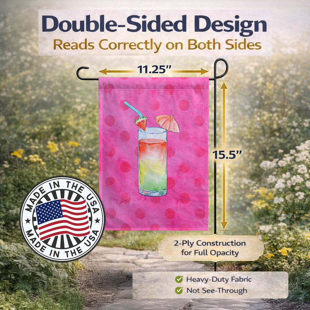 Umberella Cocktail Pink Polkadot Garden Flag Mailbox Decorative Yard Banner Outside Patio Artwork for Flower Beds, Garden Size, Multicolor