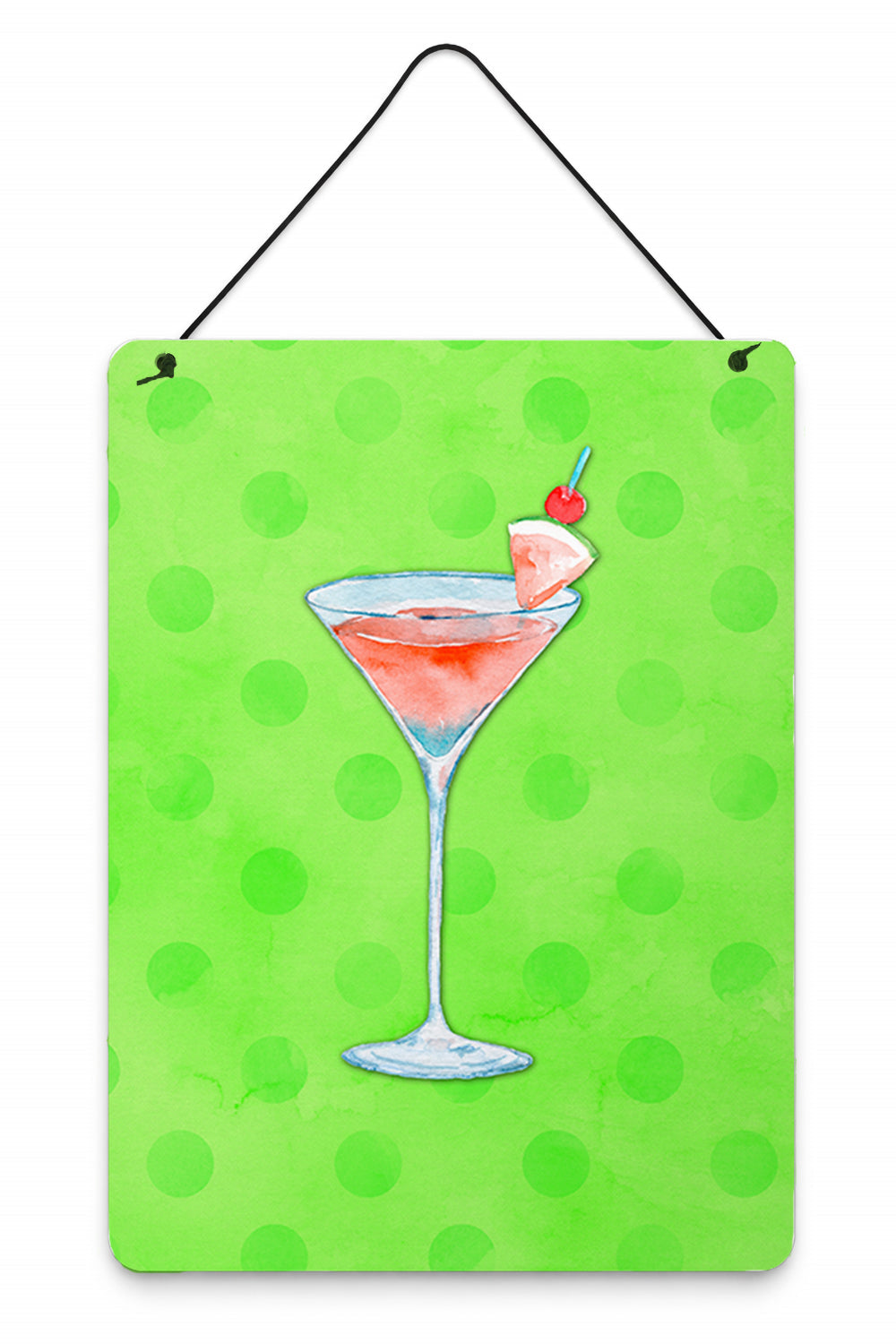 Summer Martini Green Polkadot Wall or Door Hanging Prints Aluminum Metal Sign Kitchen Wall Bar Bathroom Plaque Home Decor Front Door Plaque, 12x16, Multicolor