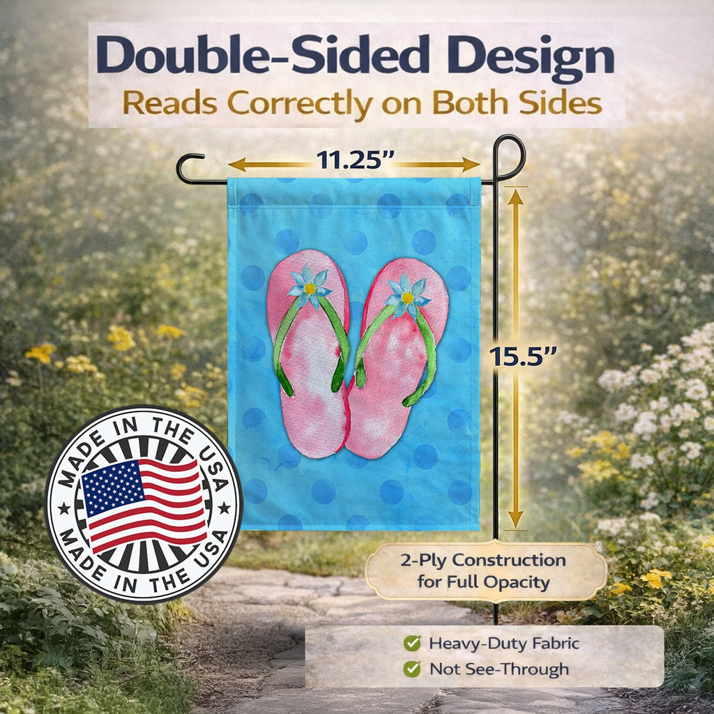Pink Flip Flops Blue Polkadot Garden Flag Mailbox Decorative Yard Banner Outside Patio Artwork for Flower Beds, Garden Size, Multicolor