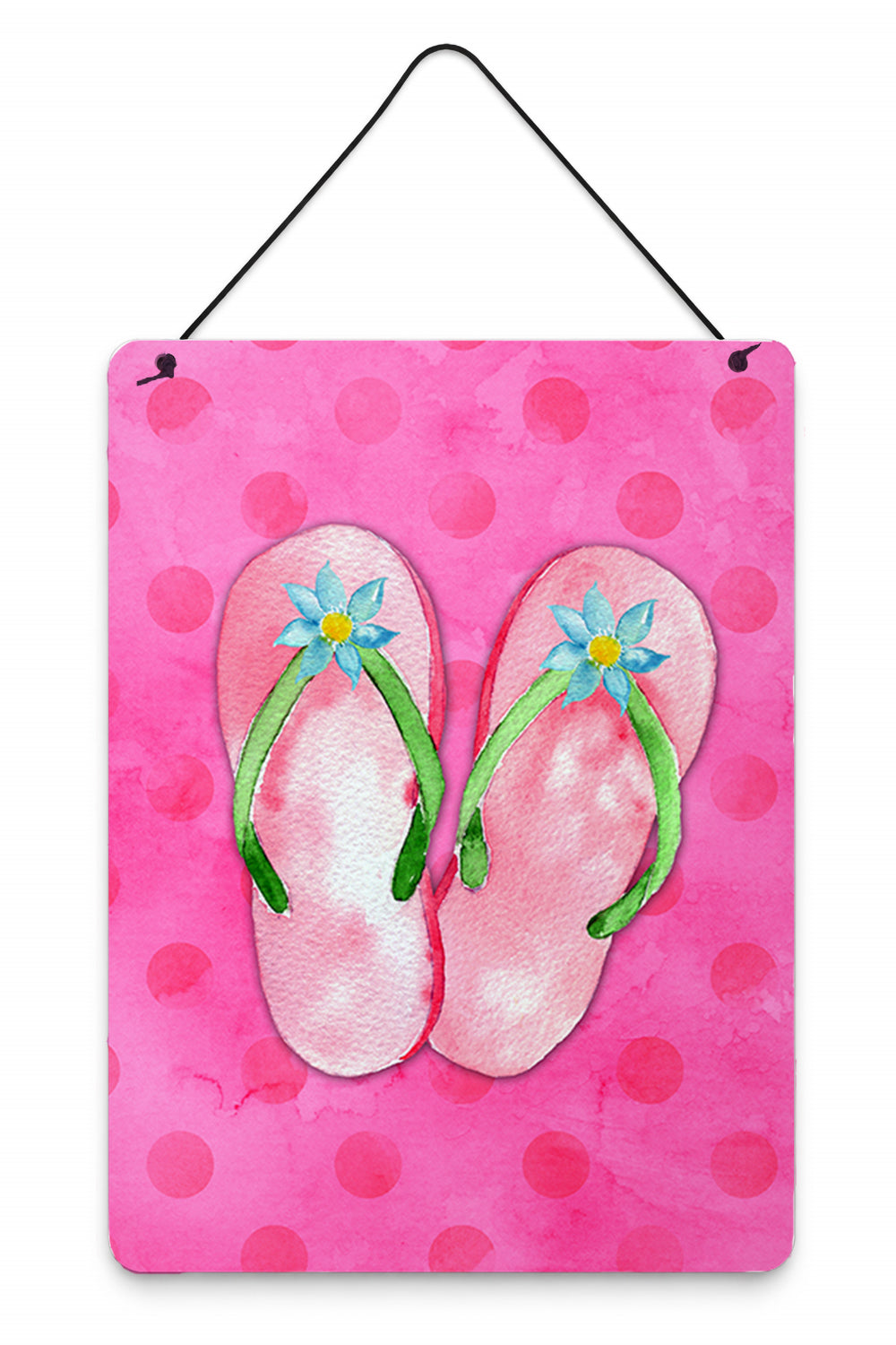 Pink Flip Flops Pink Polkadot Wall or Door Hanging Prints Aluminum Metal Sign Kitchen Wall Bar Bathroom Plaque Home Decor Front Door Plaque, 12x16, Multicolor
