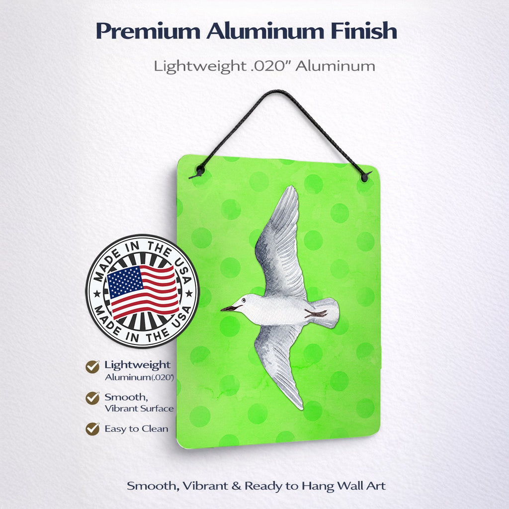 Sea Gull Green Polkadot Wall or Door Hanging Prints Aluminum Metal Sign Kitchen Wall Bar Bathroom Plaque Home Decor Front Door Plaque, 12x16, Multicolor