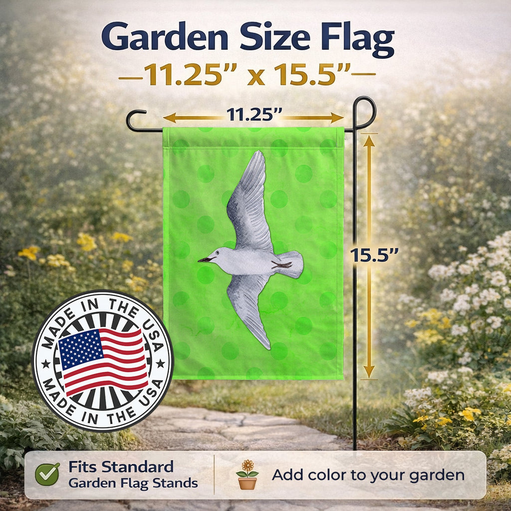 Sea Gull Green Polkadot Garden Flag Mailbox Decorative Yard Banner Outside Patio Artwork for Flower Beds, Garden Size, Multicolor