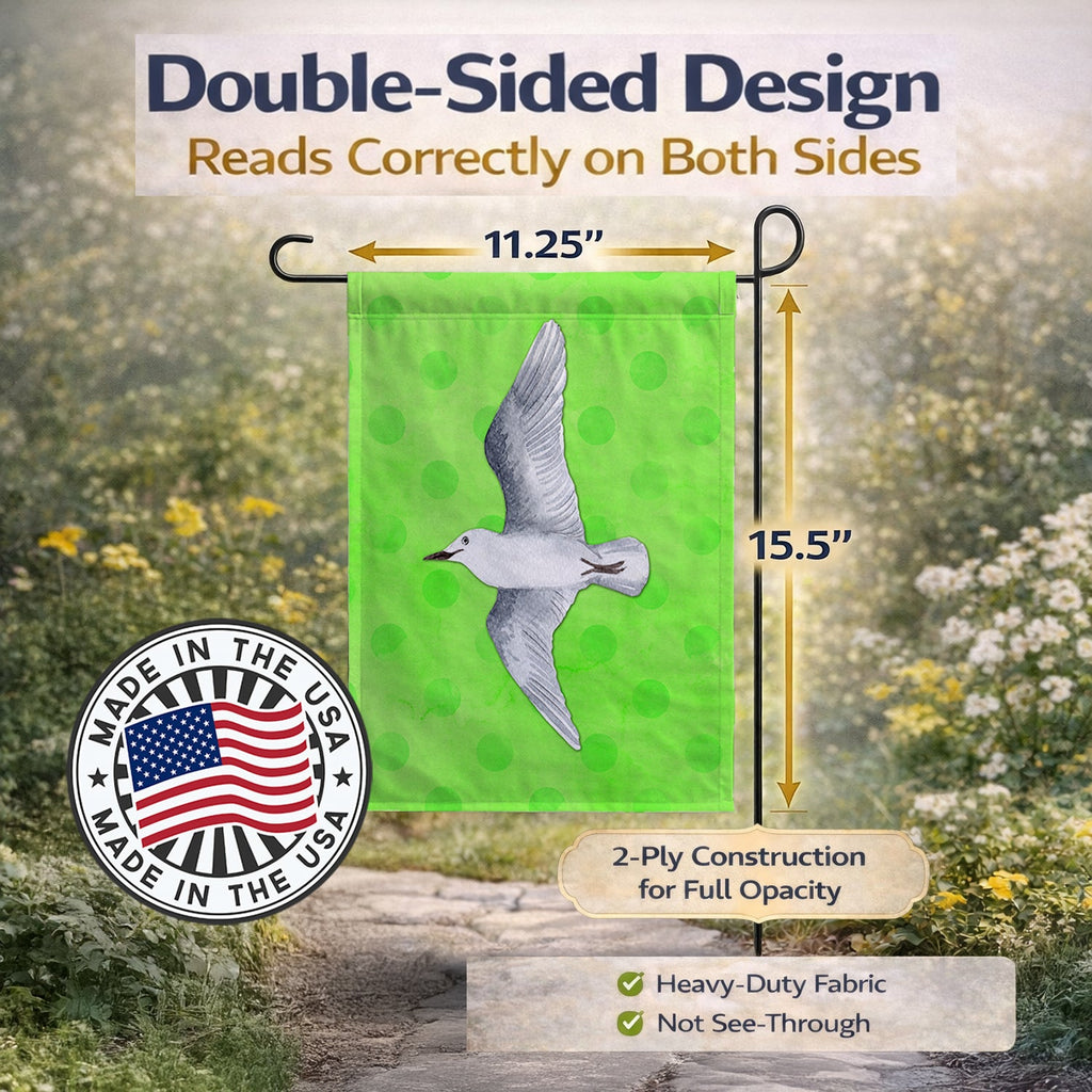 Sea Gull Green Polkadot Garden Flag Mailbox Decorative Yard Banner Outside Patio Artwork for Flower Beds, Garden Size, Multicolor