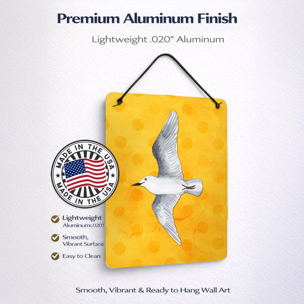 Sea Gull Yellow Polkadot Wall or Door Hanging Prints Aluminum Metal Sign Kitchen Wall Bar Bathroom Plaque Home Decor Front Door Plaque, 12x16, Multicolor