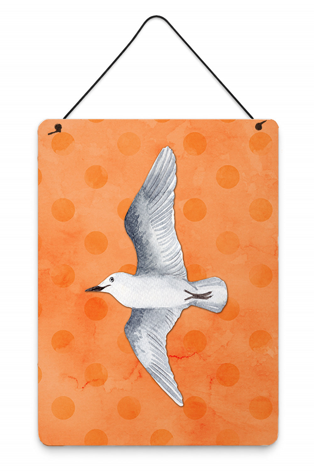 Sea Gull Orange Polkadot Wall or Door Hanging Prints Aluminum Metal Sign Kitchen Wall Bar Bathroom Plaque Home Decor Front Door Plaque, 12x16, Multicolor