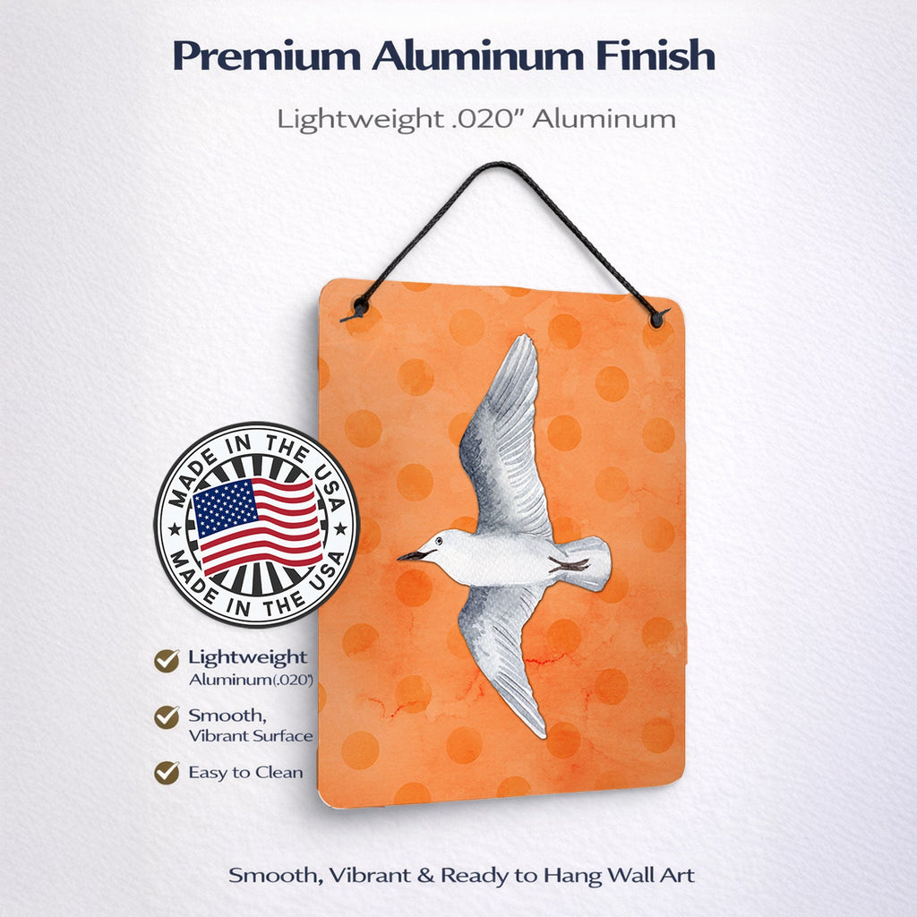 Sea Gull Orange Polkadot Wall or Door Hanging Prints Aluminum Metal Sign Kitchen Wall Bar Bathroom Plaque Home Decor Front Door Plaque, 12x16, Multicolor