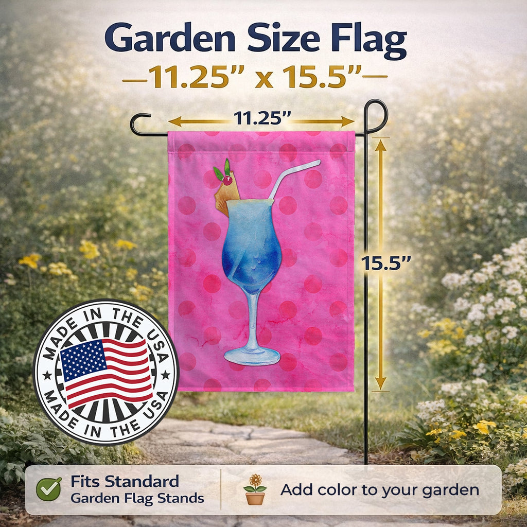 Summer Cocktail Pink Polkadot Garden Flag Mailbox Decorative Yard Banner Outside Patio Artwork for Flower Beds, Garden Size, Multicolor