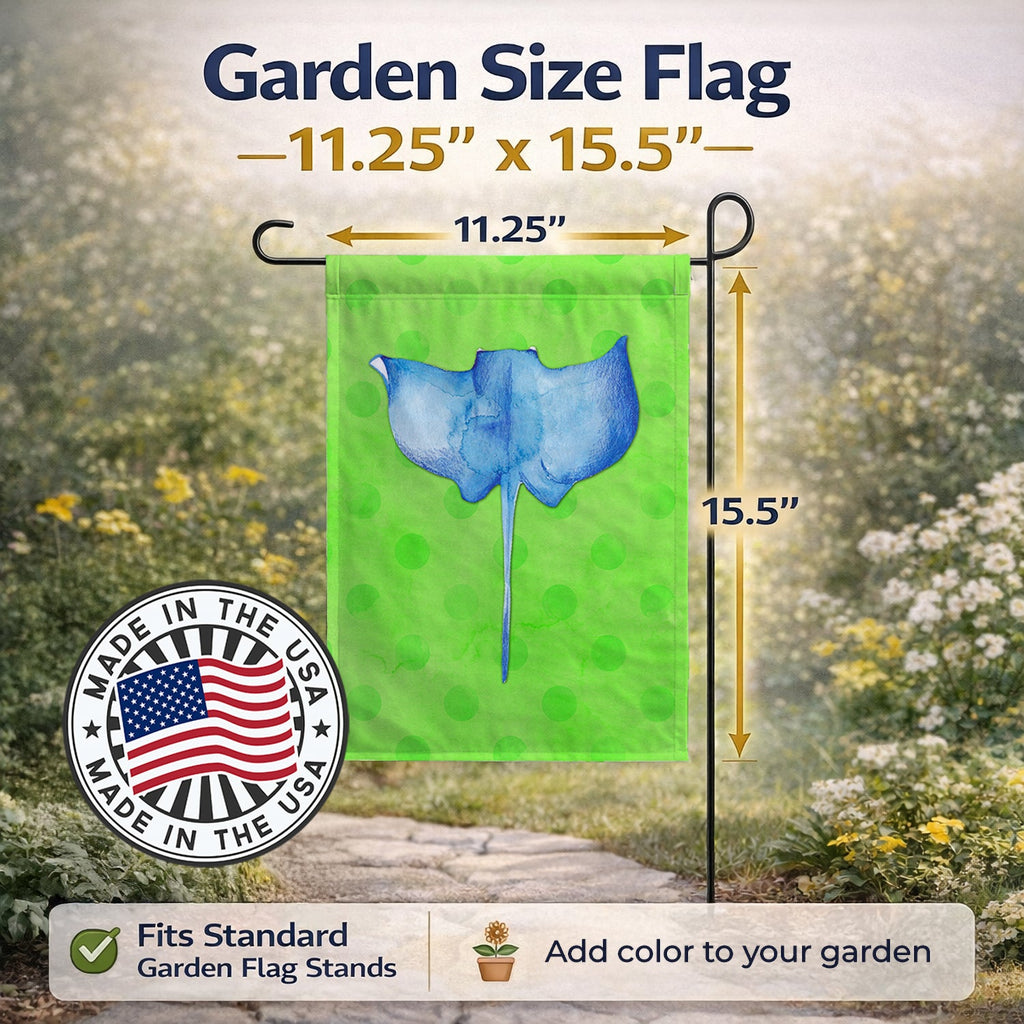Sting Ray Green Polkadot Garden Flag Mailbox Decorative Yard Banner Outside Patio Artwork for Flower Beds, Garden Size, Multicolor