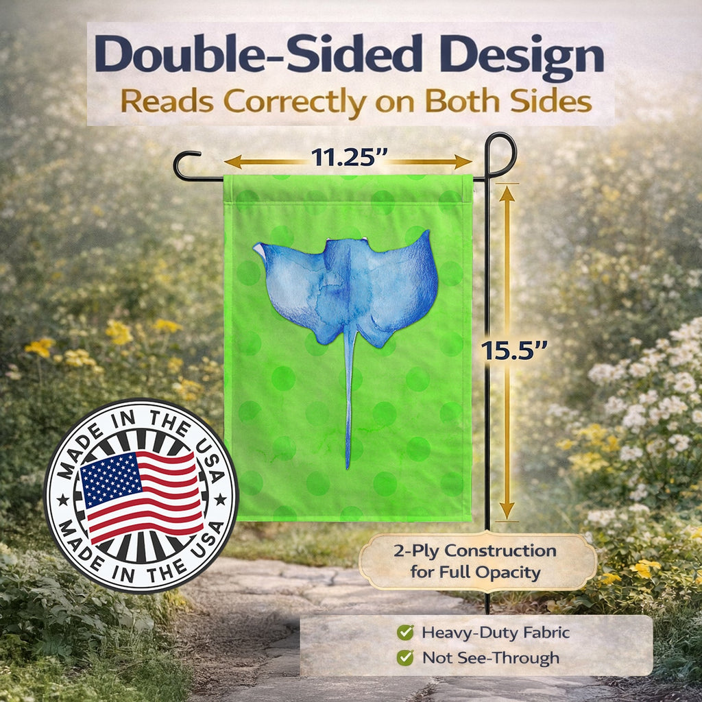 Sting Ray Green Polkadot Garden Flag Mailbox Decorative Yard Banner Outside Patio Artwork for Flower Beds, Garden Size, Multicolor