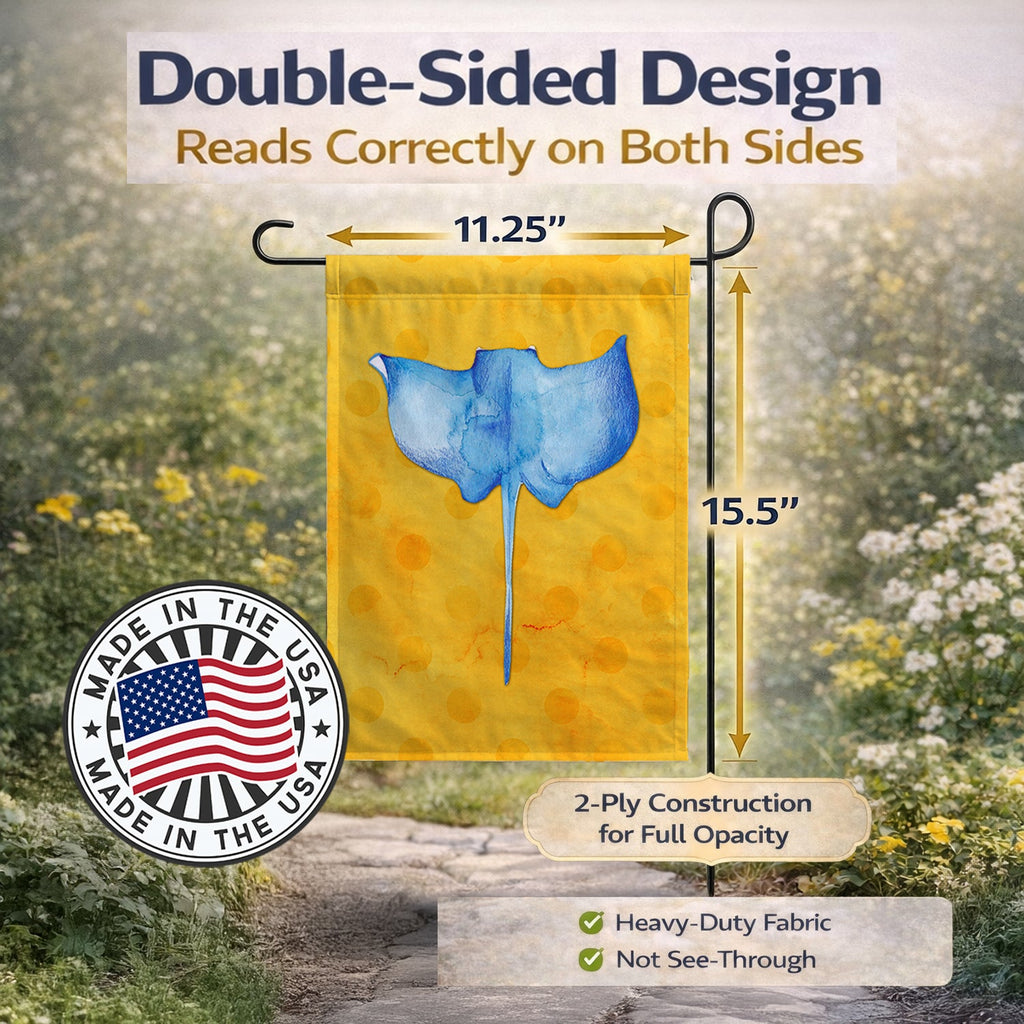 Sting Ray Yellow Polkadot Garden Flag Mailbox Decorative Yard Banner Outside Patio Artwork for Flower Beds, Garden Size, Multicolor