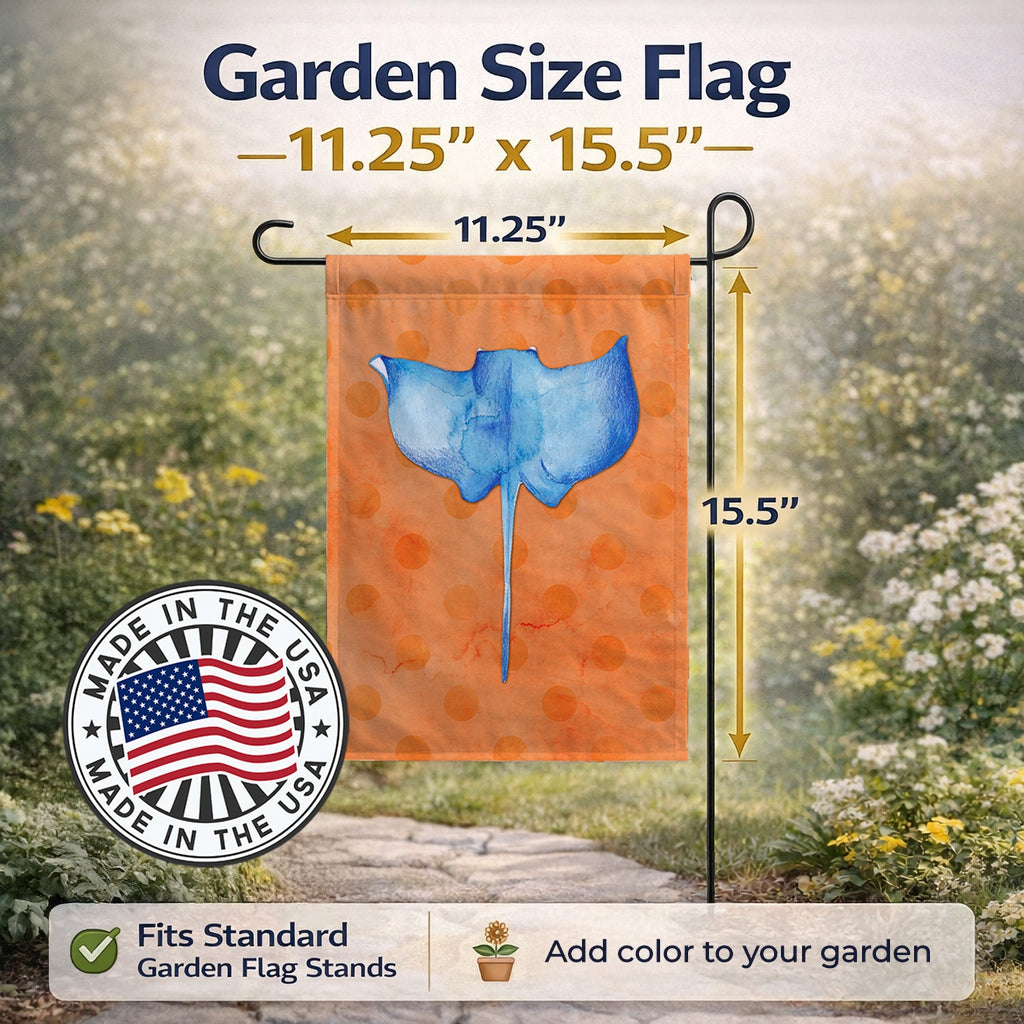 Sting Ray Orange Polkadot Garden Flag Mailbox Decorative Yard Banner Outside Patio Artwork for Flower Beds, Garden Size, Multicolor