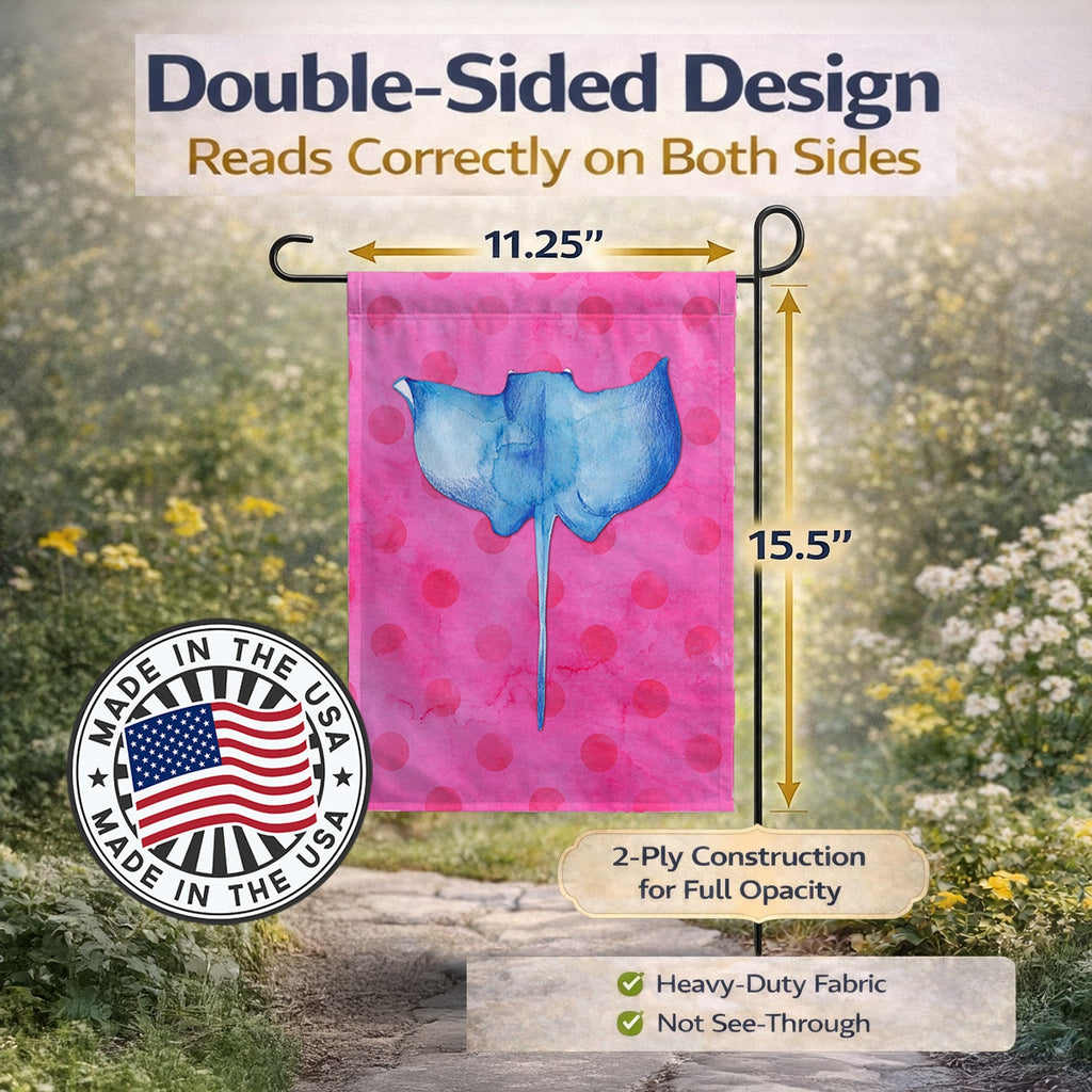 Sting Ray Pink Polkadot Garden Flag Mailbox Decorative Yard Banner Outside Patio Artwork for Flower Beds, Garden Size, Multicolor