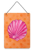 Pink Sea Shell Orange Polkadot Wall or Door Hanging Prints Aluminum Metal Sign Kitchen Wall Bar Bathroom Plaque Home Decor Front Door Plaque, 12x16, Multicolor