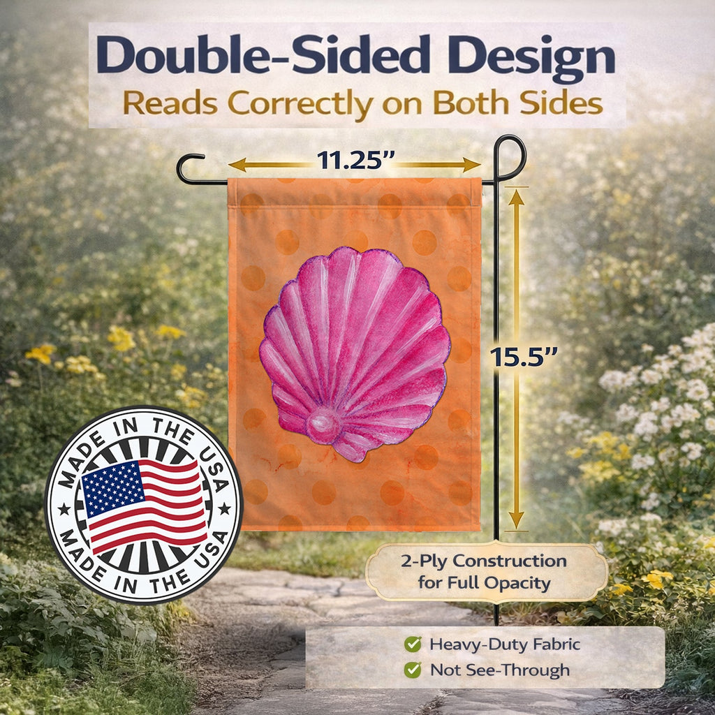 Pink Sea Shell Orange Polkadot Garden Flag Mailbox Decorative Yard Banner Outside Patio Artwork for Flower Beds, Garden Size, Multicolor