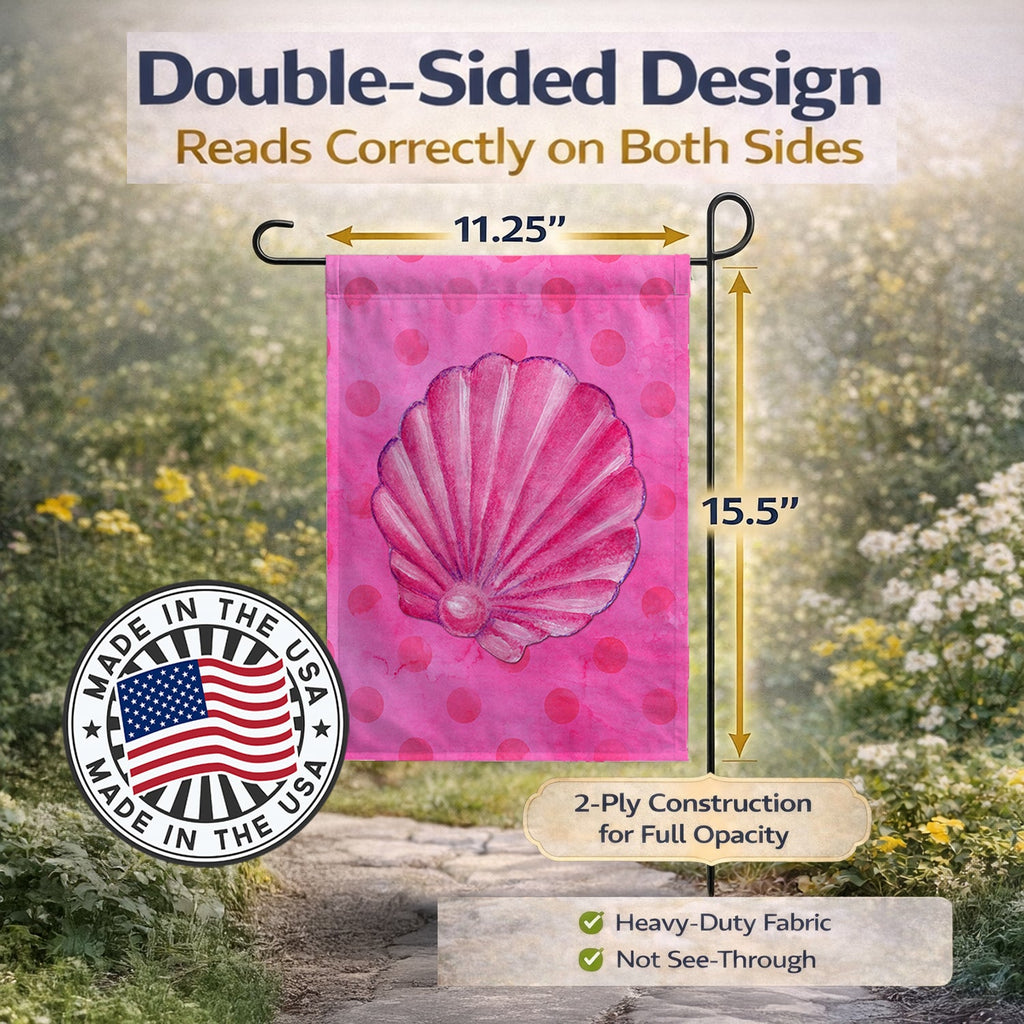 Pink Sea Shell Pink Polkadot Garden Flag Mailbox Decorative Yard Banner Outside Patio Artwork for Flower Beds, Garden Size, Multicolor