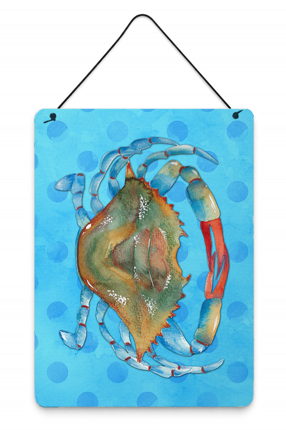 Blue Crab Blue Polkadot Wall or Door Hanging Prints Aluminum Metal Sign Kitchen Wall Bar Bathroom Plaque Home Decor Front Door Plaque, 12x16, Multicolor