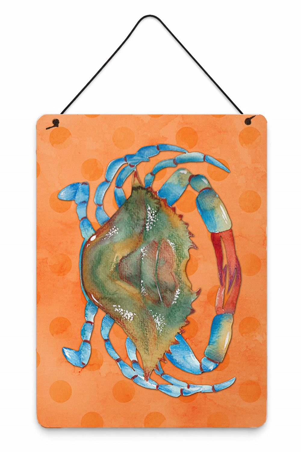 Blue Crab Orange Polkadot Wall or Door Hanging Prints Aluminum Metal Sign Kitchen Wall Bar Bathroom Plaque Home Decor Front Door Plaque, 12x16, Multicolor