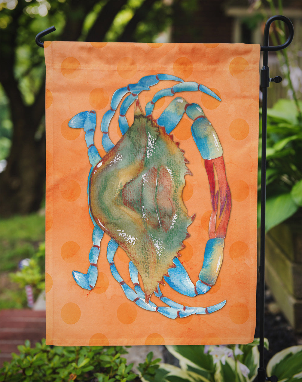 Blue Crab Orange Polkadot Garden Flag Mailbox Decorative Yard Banner Outside Patio Artwork for Flower Beds, Garden Size, Multicolor