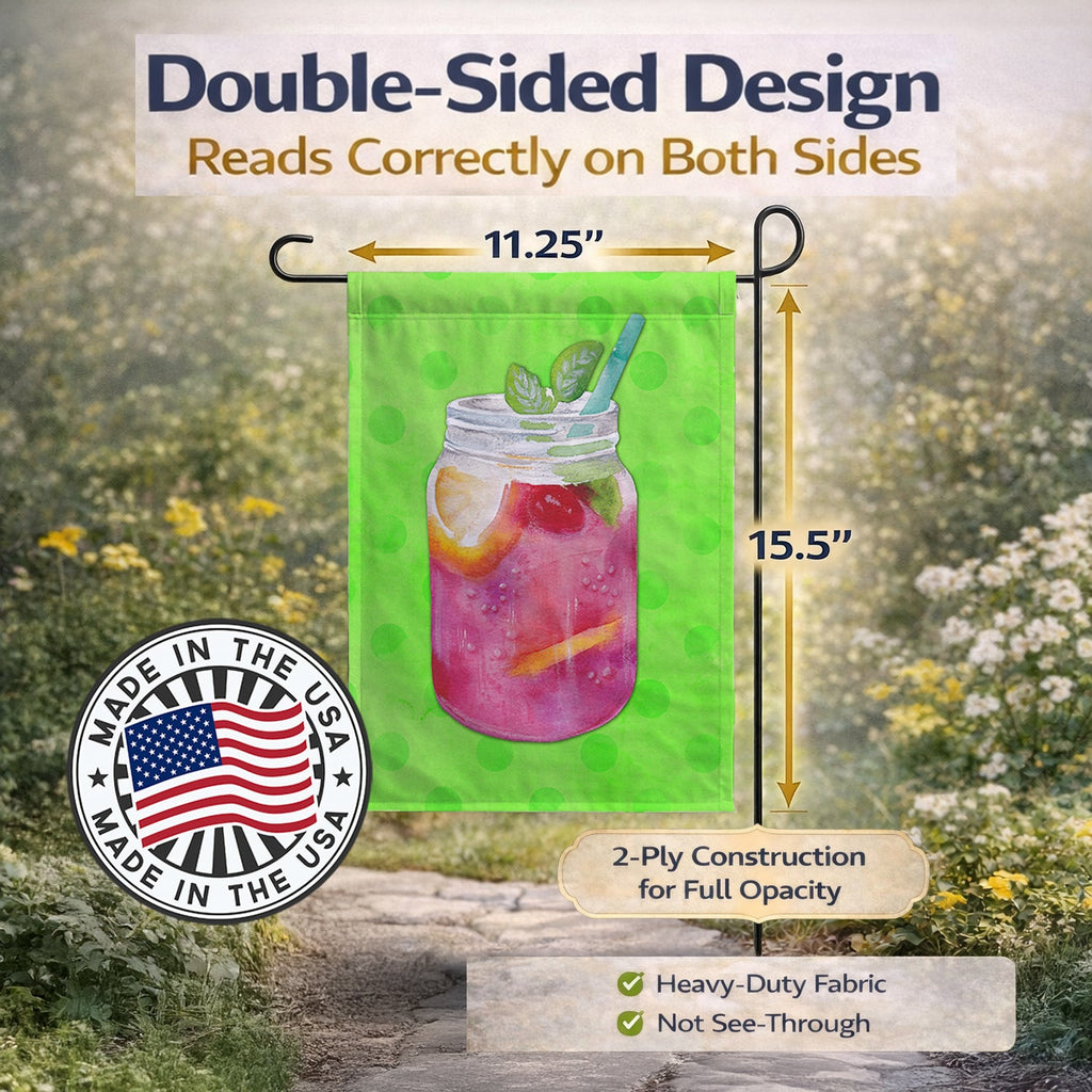 Mason Jar Cocktail Green Polkadot Garden Flag Mailbox Decorative Yard Banner Outside Patio Artwork for Flower Beds, Garden Size, Multicolor