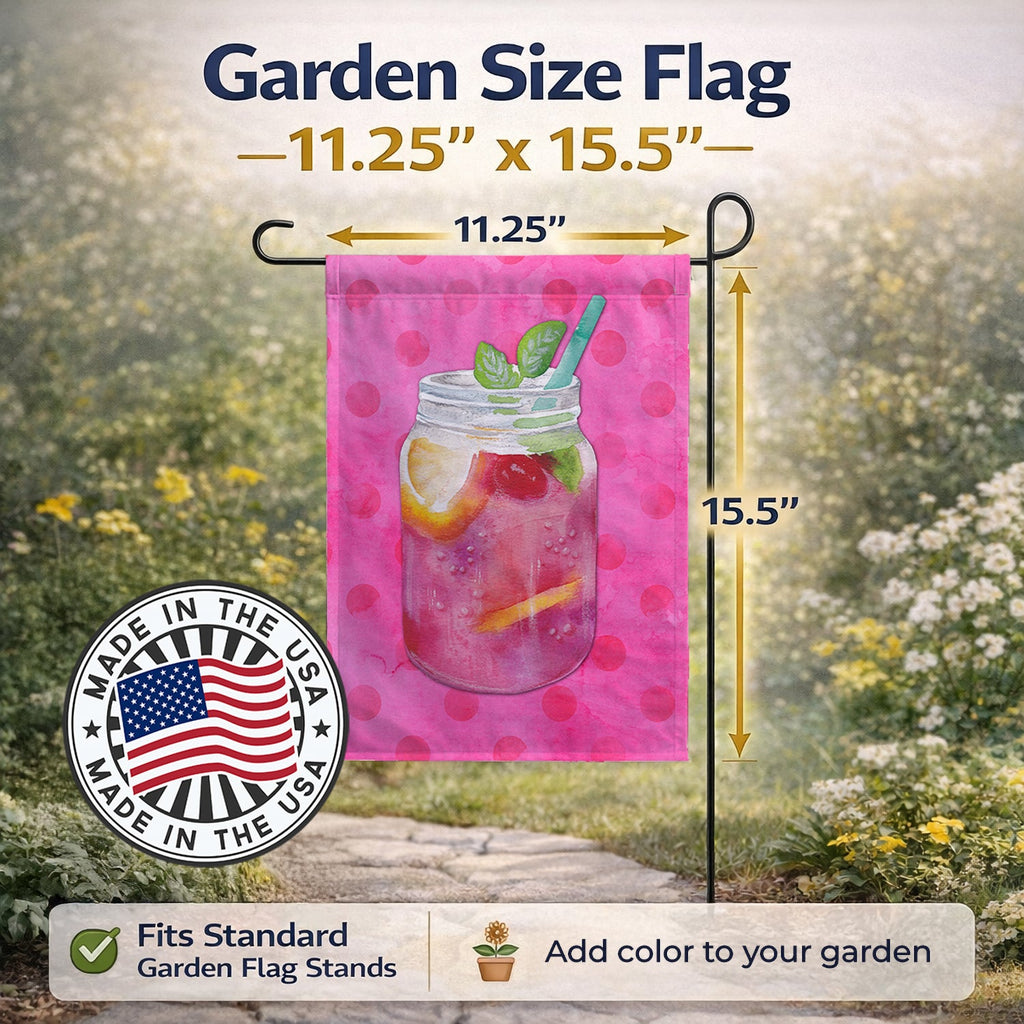 Mason Jar Cocktail Pink Polkadot Garden Flag Mailbox Decorative Yard Banner Outside Patio Artwork for Flower Beds, Garden Size, Multicolor