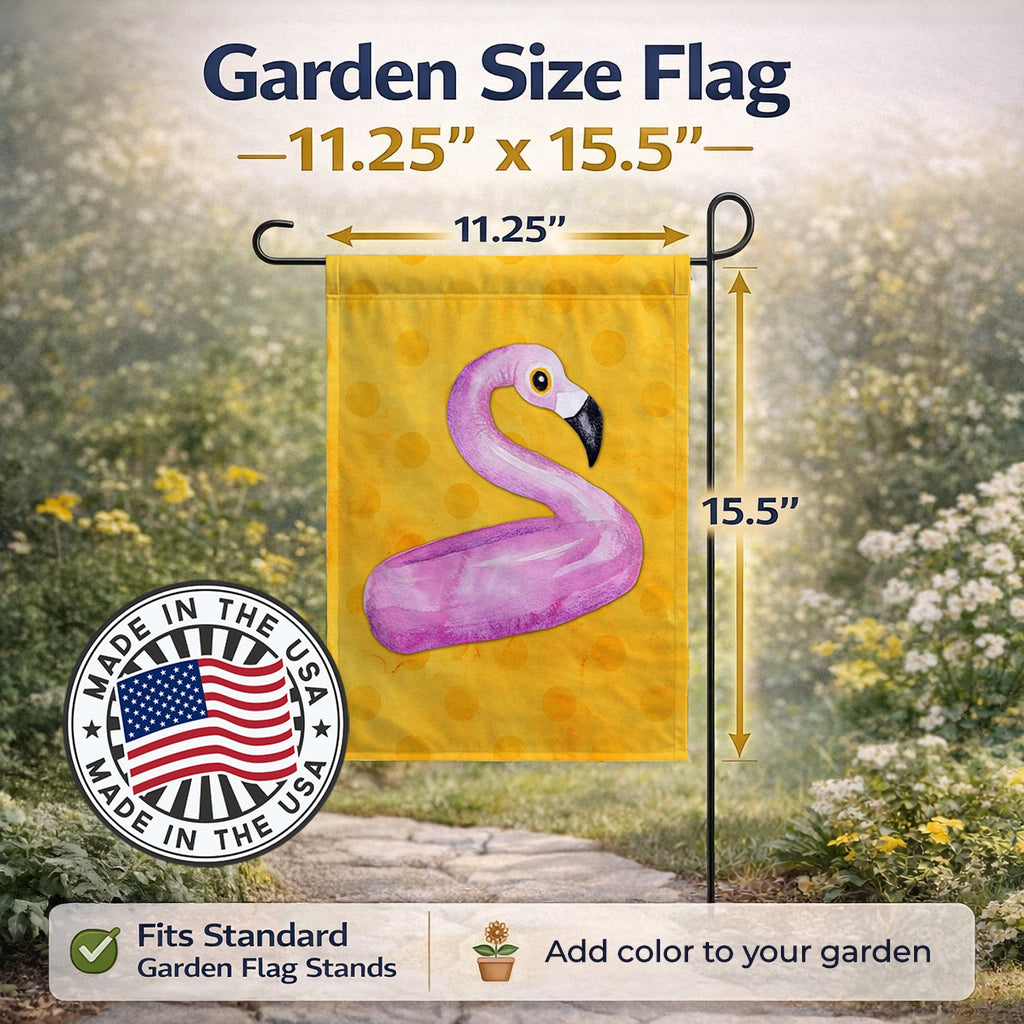 Flamingo Floaty Yellow Polkadot Garden Flag Mailbox Decorative Yard Banner Outside Patio Artwork for Flower Beds, Garden Size, Multicolor