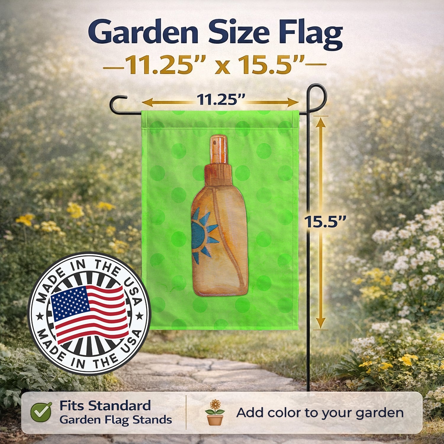 Message in a Bottle Green Polkadot Garden Flag Mailbox Decorative Yard Banner Outside Patio Artwork for Flower Beds, Garden Size, Multicolor