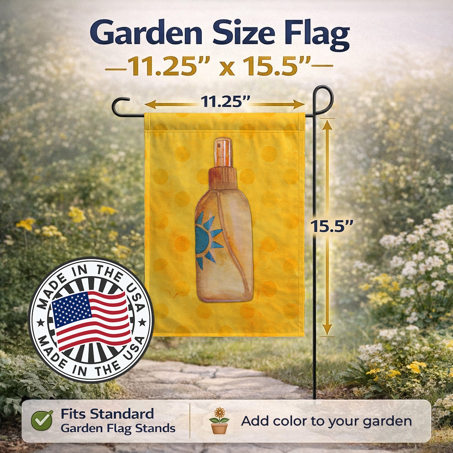 Message in a Bottle Yellow Polkadot Garden Flag Mailbox Decorative Yard Banner Outside Patio Artwork for Flower Beds, Garden Size, Multicolor