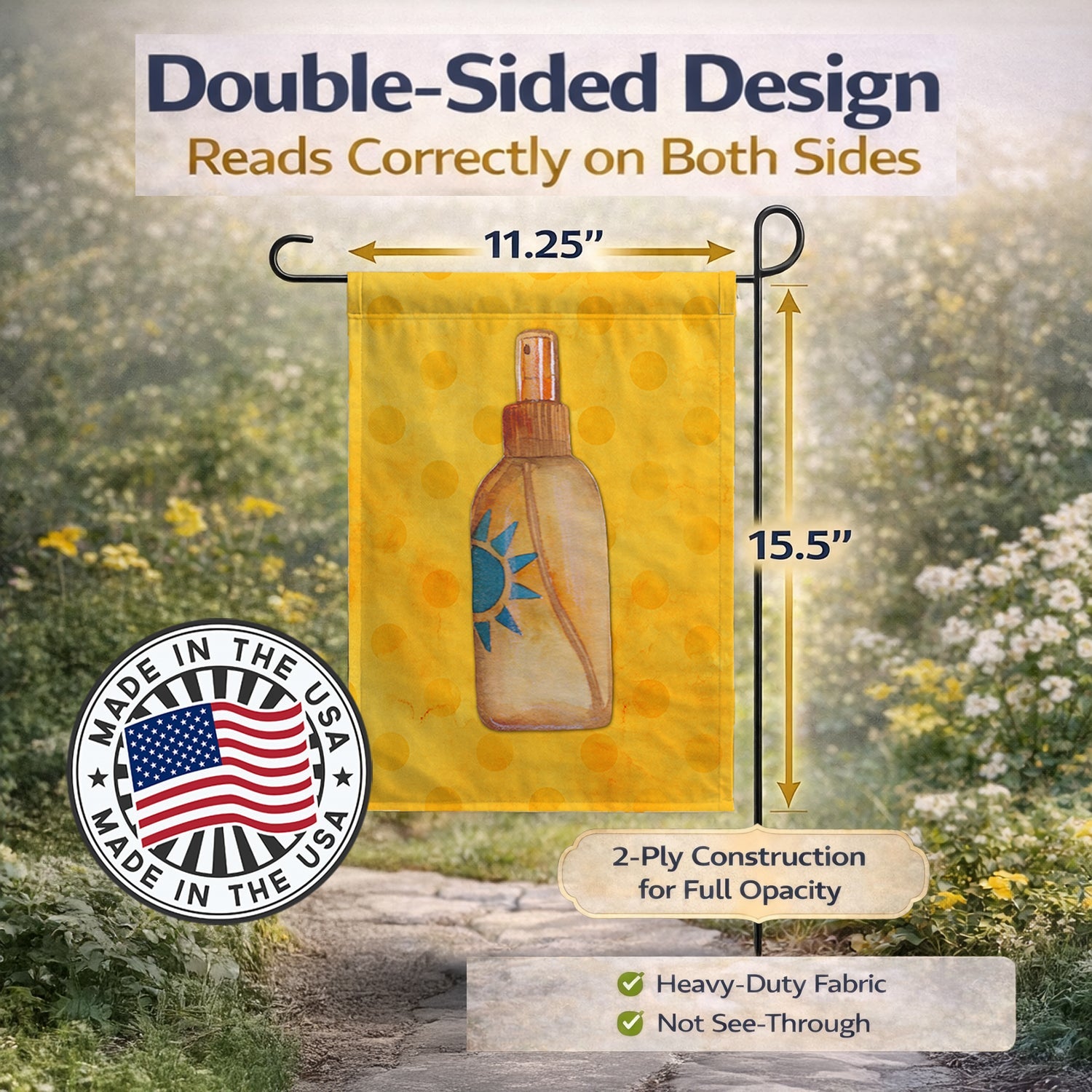 Message in a Bottle Yellow Polkadot Garden Flag Mailbox Decorative Yard Banner Outside Patio Artwork for Flower Beds, Garden Size, Multicolor