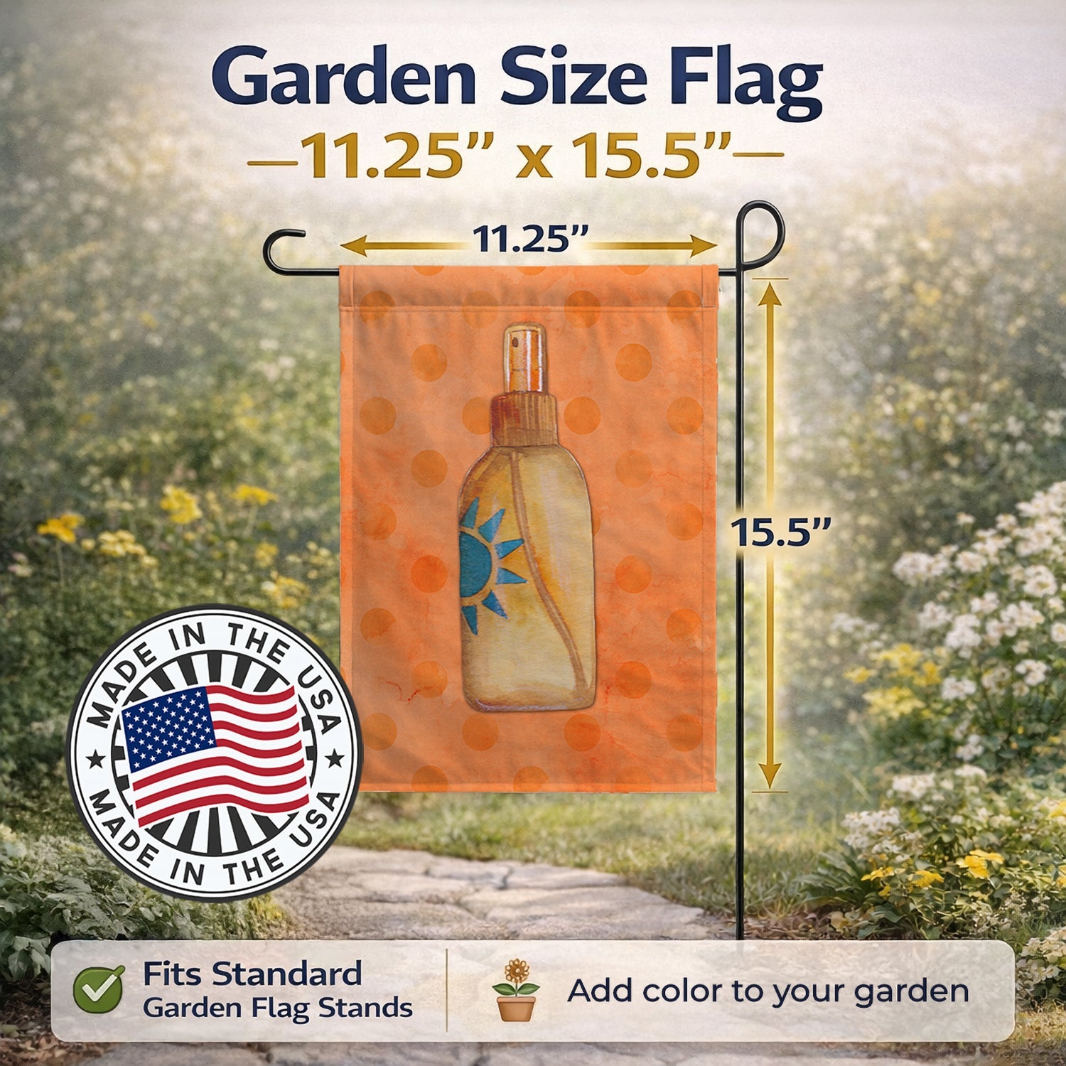 Message in a Bottle Orange Polkadot Garden Flag Mailbox Decorative Yard Banner Outside Patio Artwork for Flower Beds, Garden Size, Multicolor