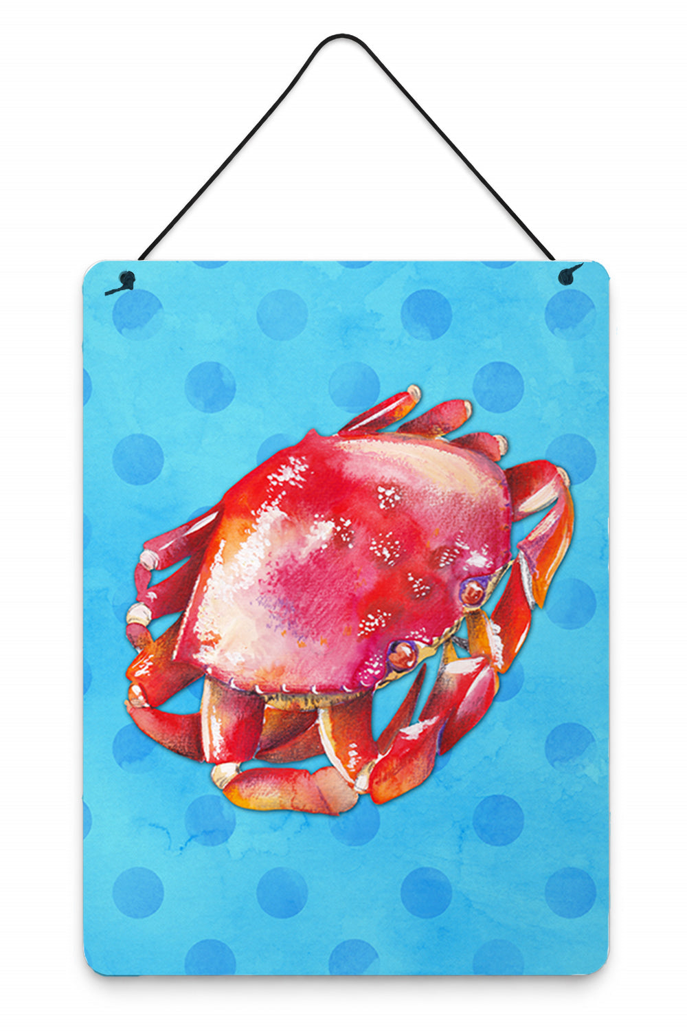 Crab Blue Polkadot Wall or Door Hanging Prints Aluminum Metal Sign Kitchen Wall Bar Bathroom Plaque Home Decor Front Door Plaque, 12x16, Multicolor