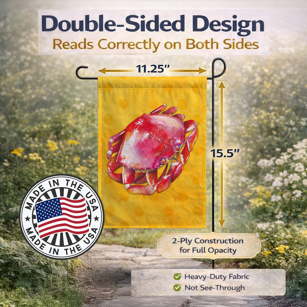 Crab Yellow Polkadot Garden Flag Mailbox Decorative Yard Banner Outside Patio Artwork for Flower Beds, Garden Size, Multicolor