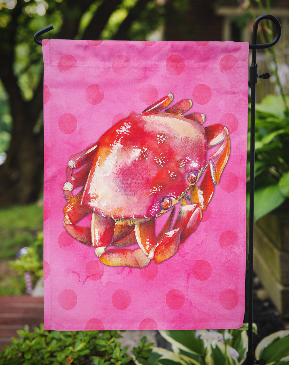 Crab Pink Polkadot Garden Flag Mailbox Decorative Yard Banner Outside Patio Artwork for Flower Beds, Garden Size, Multicolor