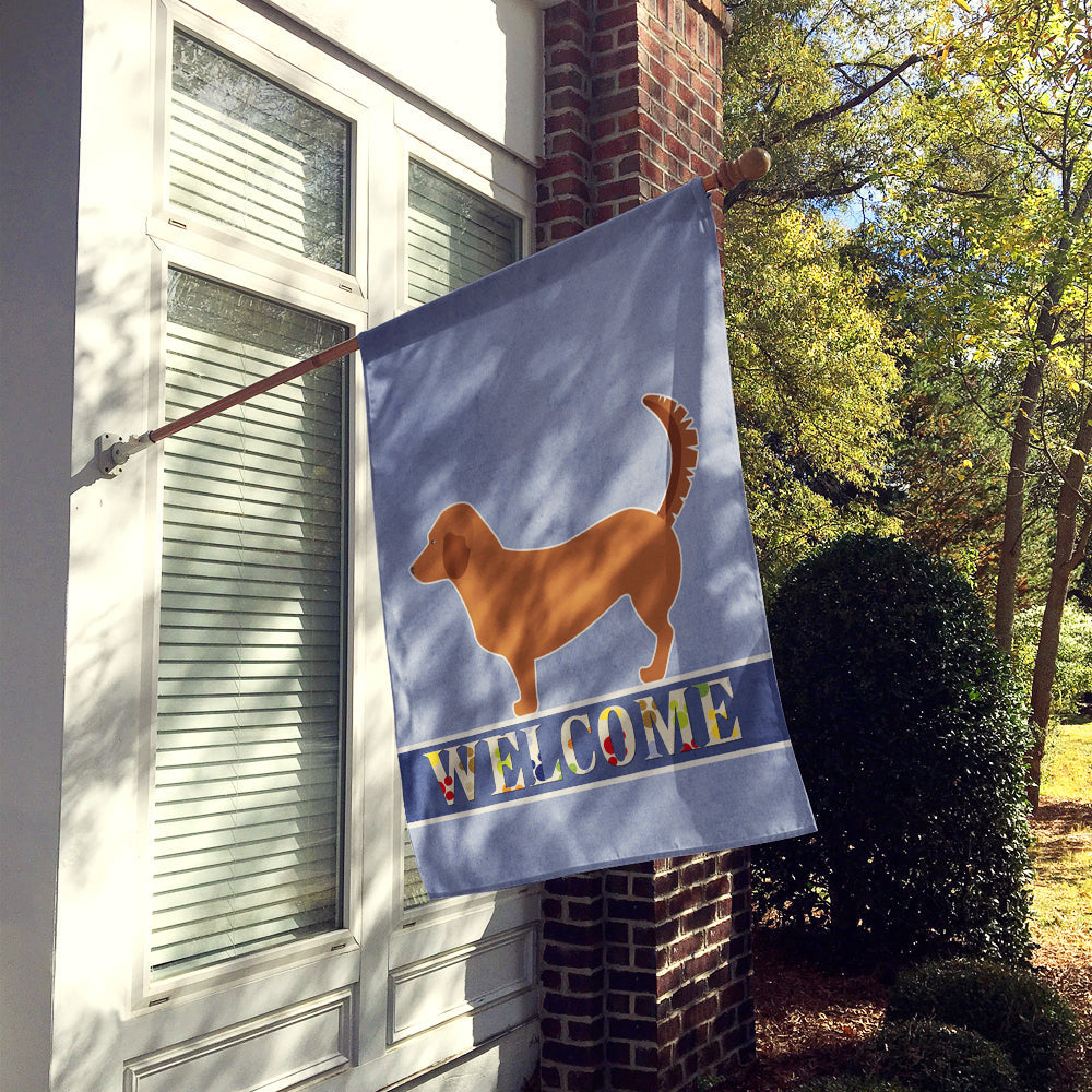 Alpine Dachsbrake Welcome House Flag 28x40 Porch Sleeve Pole Decorative Outside Yard Banner Artwork Wall Hanging, Polyester