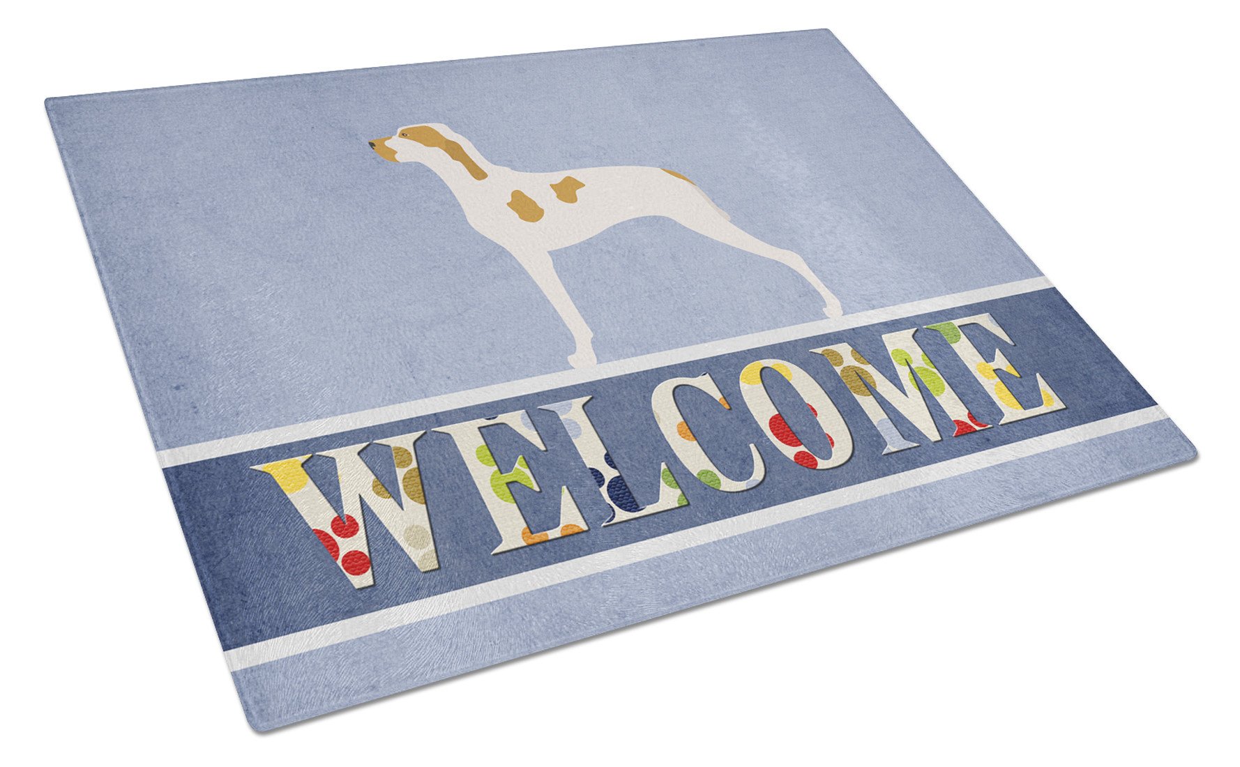 Ariege Pointer Welcome Cutting Board Tempered Glass Kitchen Cutting Surface, Heat Resistant Chopping, Non-Slip Feet, Food Prep & Serving
