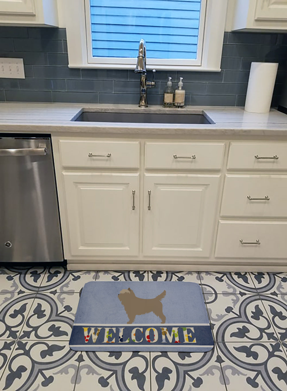 Cairn Terrier Welcome Memory Foam Kitchen Mat Machine Washable Anti-Fatigue Cushion Comfort Bath or Kitchen Rug