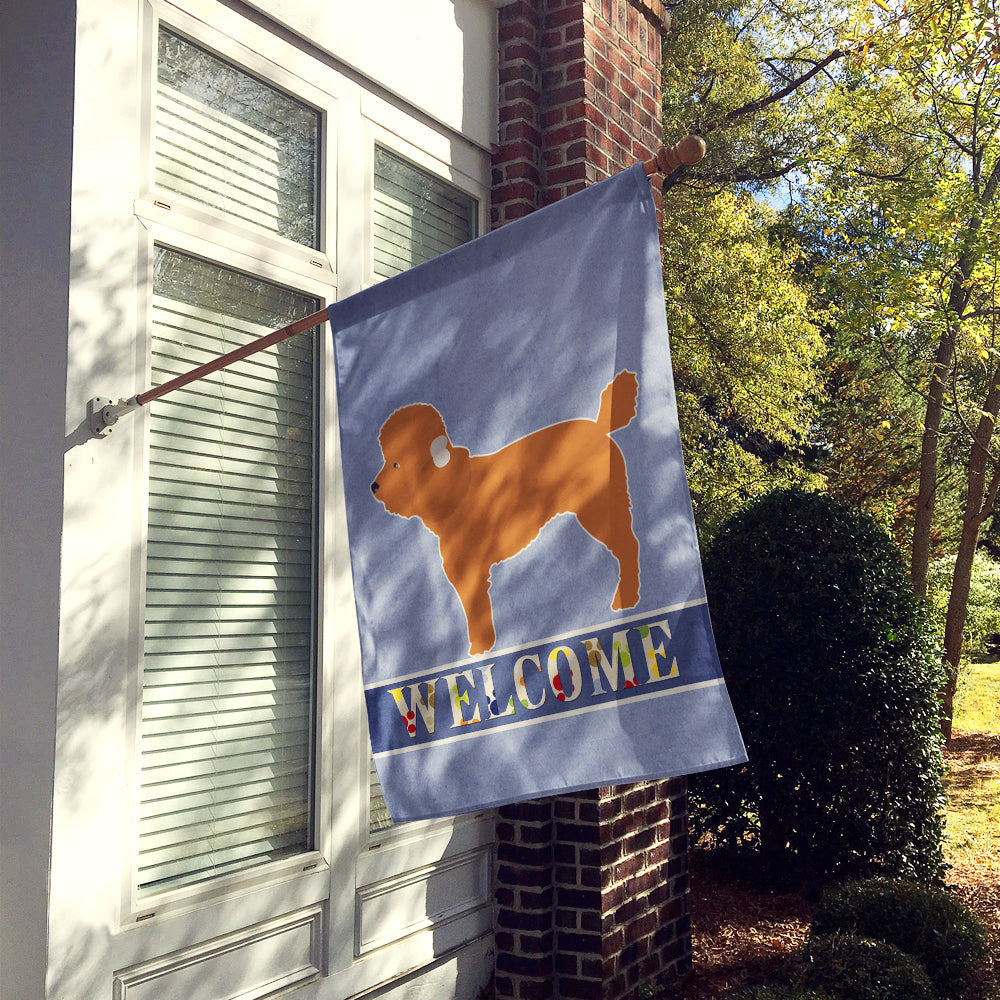 Toy Poodle Welcome House Flag 28x40 Porch Sleeve Pole Decorative Outside Yard Banner Artwork Wall Hanging, Polyester