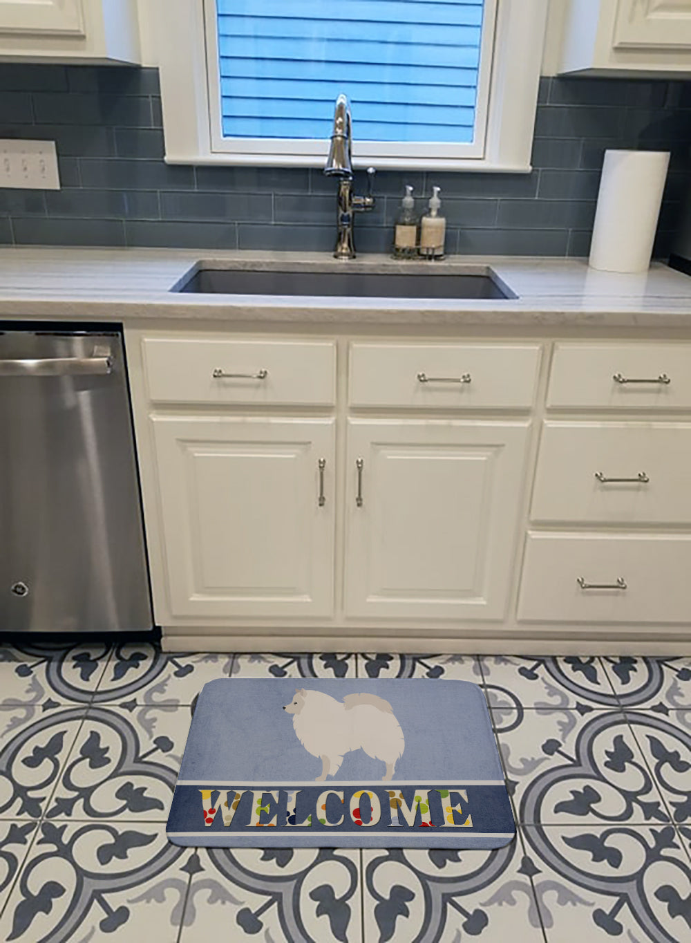 German Spitz Welcome Memory Foam Kitchen Mat Machine Washable Anti-Fatigue Cushion Comfort Bath or Kitchen Rug