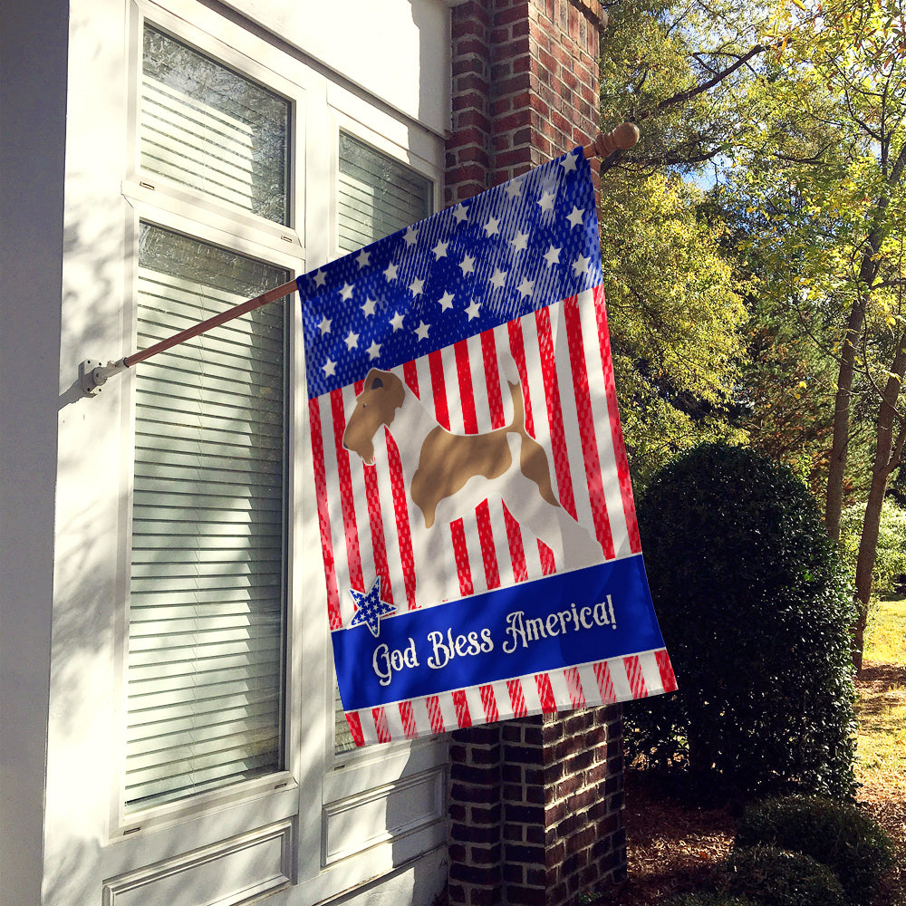Wire Fox Terrier American House Flag 28x40 Porch Sleeve Pole Decorative Outside Yard Banner Artwork Wall Hanging, Polyester
