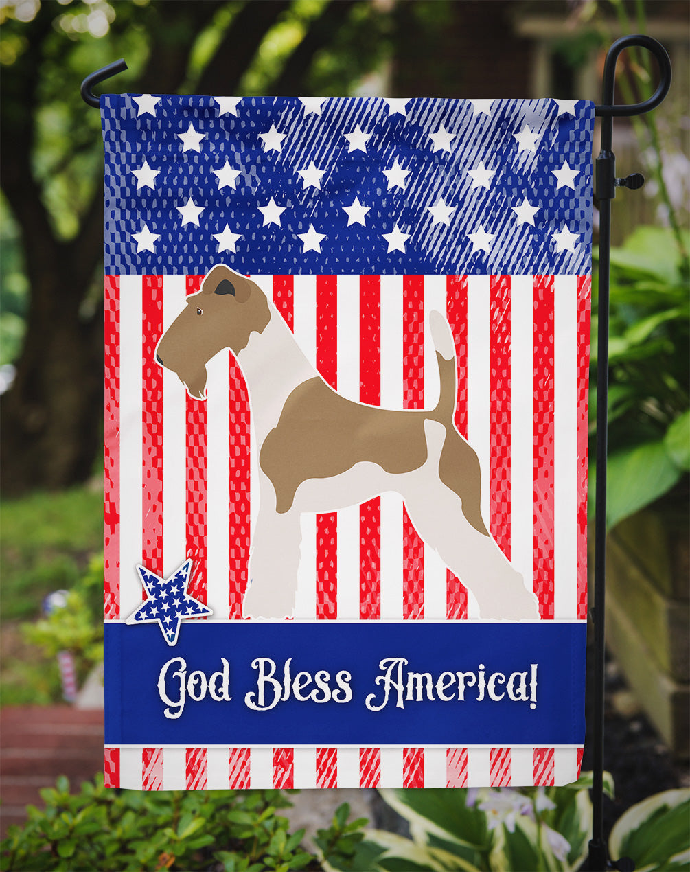 Wire Fox Terrier American Garden Flag Mailbox Decorative Yard Banner Outside Patio Artwork for Flower Beds, Garden Size, Multicolor