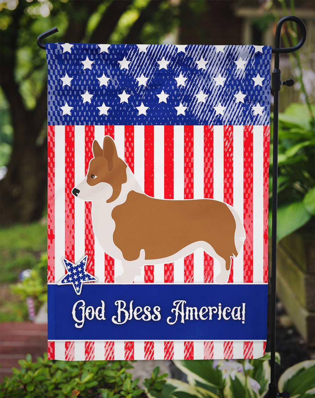 Pembroke Welsh Corgi American Garden Flag Mailbox Decorative Yard Banner Outside Patio Artwork for Flower Beds, Garden Size, Multicolor