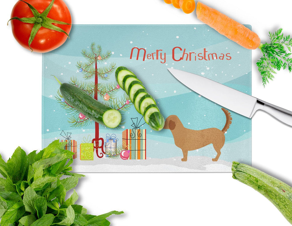 Alpine Dachsbrake Christmas Cutting Board Tempered Glass Kitchen Cutting Surface, Heat Resistant Chopping, Non-Slip Feet, Food Prep & Serving