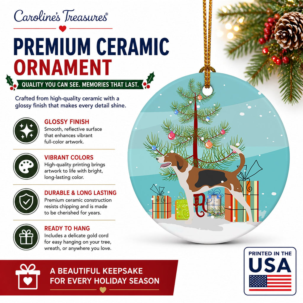 American Foxhound Christmas Ceramic Ornament Christmas Tree Hanging Decorations for Home Christmas Holiday, Party, Gift, 3 in, Multicolor