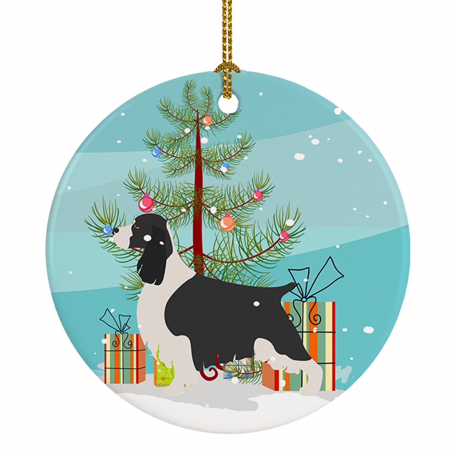 English Springer Spaniel Christmas Ceramic Ornament Christmas Tree Hanging Decorations for Home Christmas Holiday, Party, Gift, 3 in, Multicolor