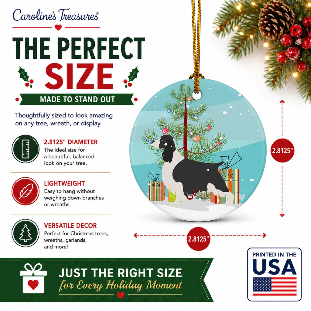 English Springer Spaniel Christmas Ceramic Ornament Christmas Tree Hanging Decorations for Home Christmas Holiday, Party, Gift, 3 in, Multicolor