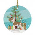 Wire Fox Terrier Christmas Ceramic Ornament Christmas Tree Hanging Decorations for Home Christmas Holiday, Party, Gift, 3 in, Multicolor