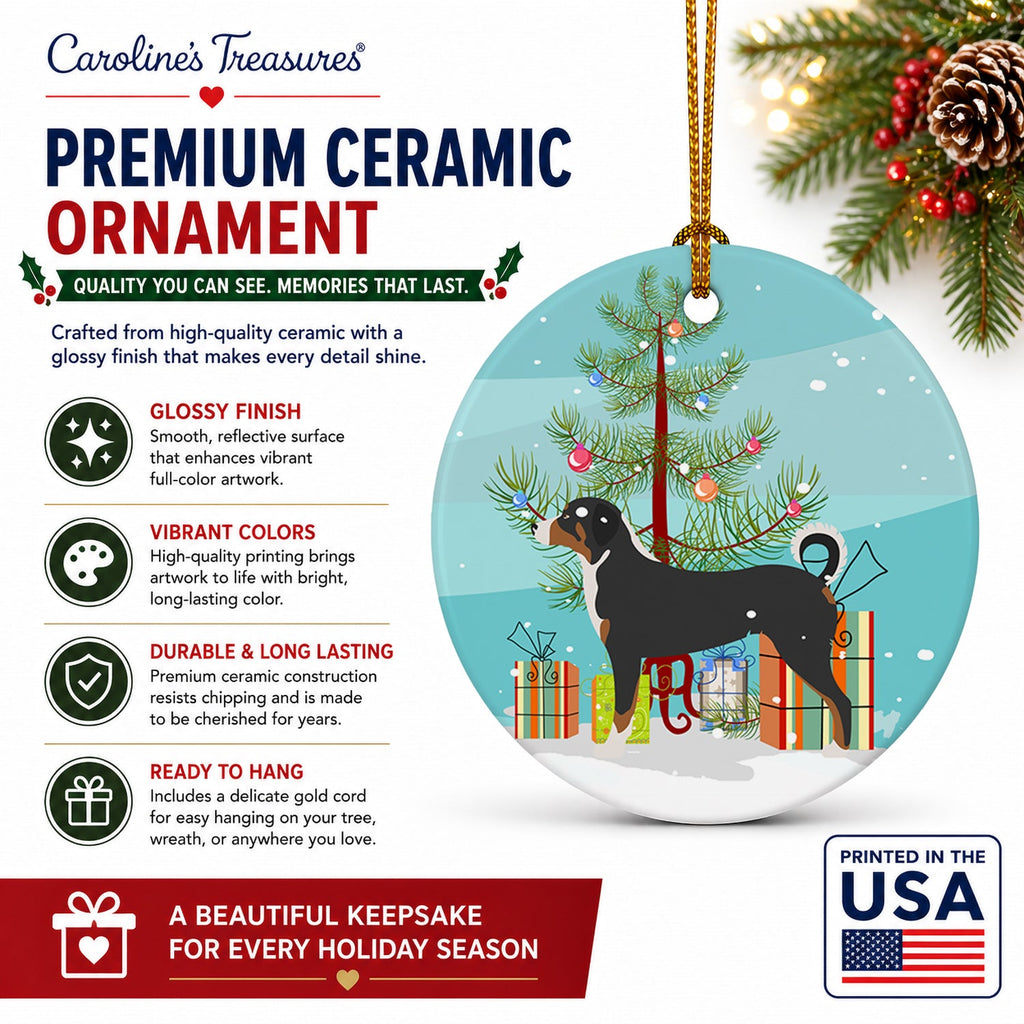 Appenzeller Sennenhund Christmas Ceramic Ornament Christmas Tree Hanging Decorations for Home Christmas Holiday, Party, Gift, 3 in, Multicolor