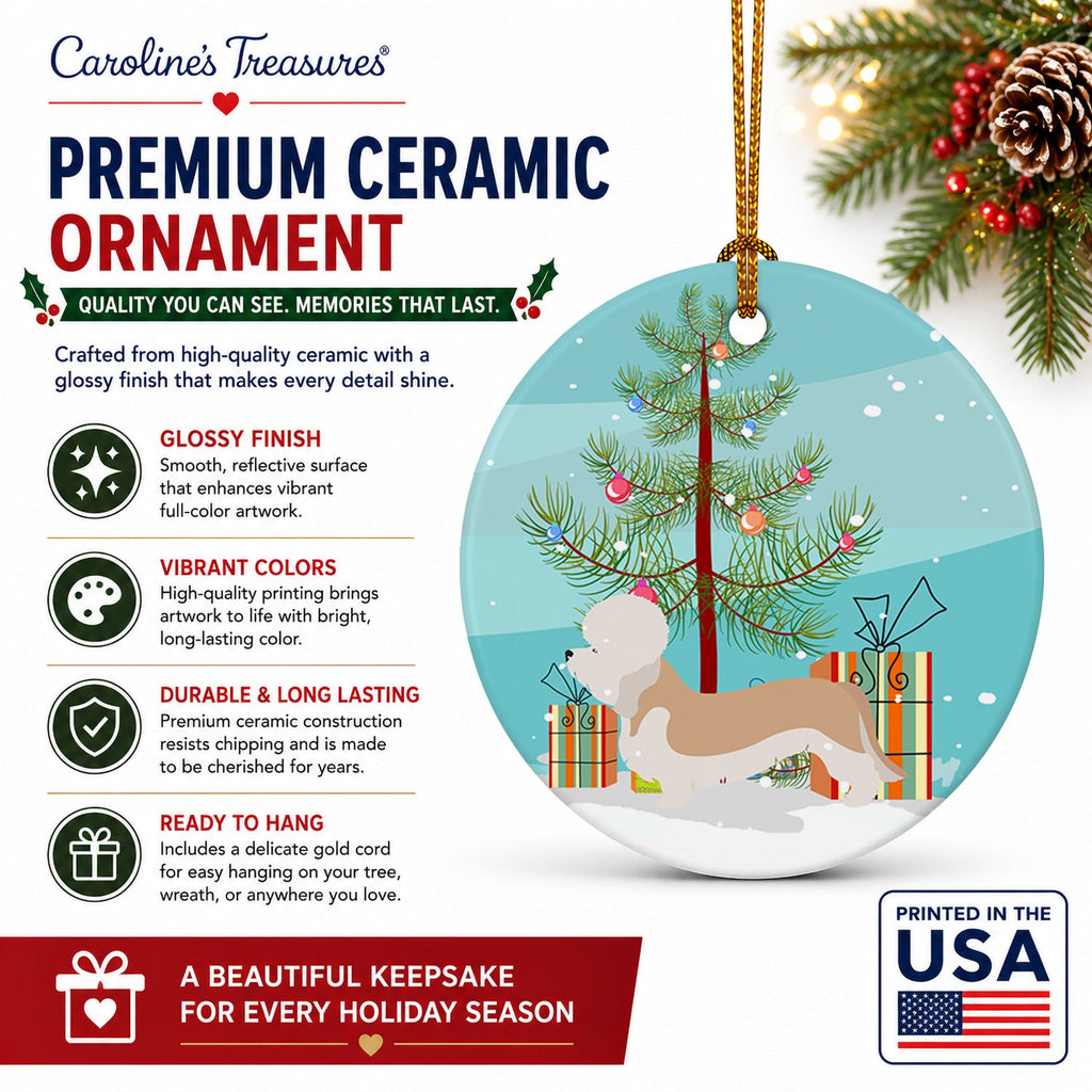 Dandie Dinmont Terrier Christmas Ceramic Ornament Christmas Tree Hanging Decorations for Home Christmas Holiday, Party, Gift, 3 in, Multicolor