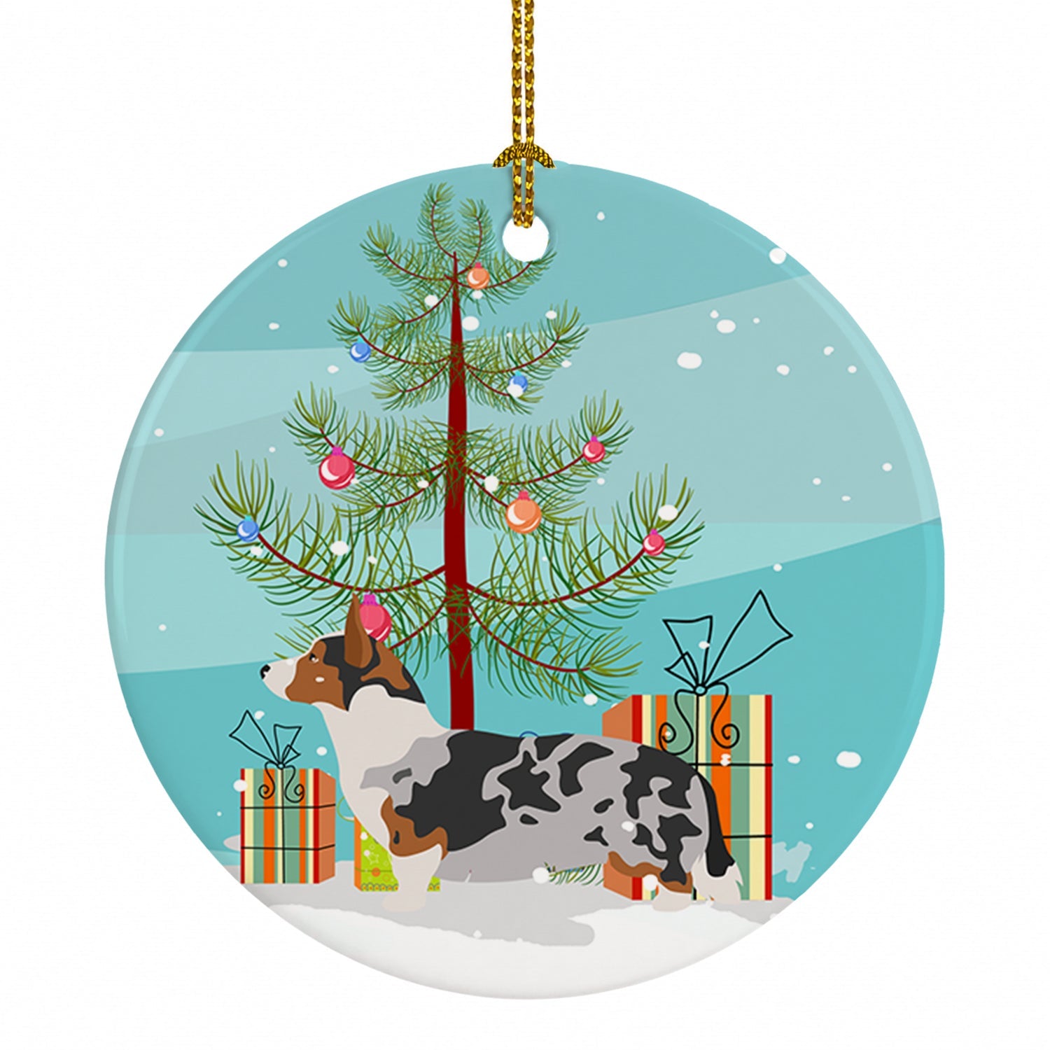 Welsh Corgi Cardigan Christmas Ceramic Ornament Christmas Tree Hanging Decorations for Home Christmas Holiday, Party, Gift, 3 in, Multicolor