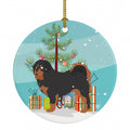 Tibetan Mastiff Christmas Ceramic Ornament Christmas Tree Hanging Decorations for Home Christmas Holiday, Party, Gift, 3 in, Multicolor