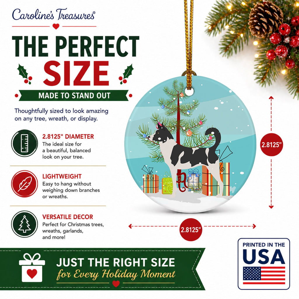 Canaan Dog Christmas Ceramic Ornament Christmas Tree Hanging Decorations for Home Christmas Holiday, Party, Gift, 3 in, Multicolor
